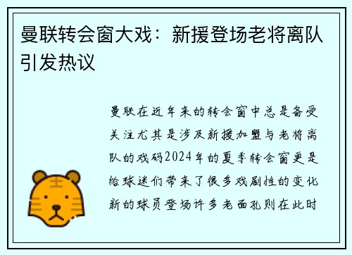 曼联转会窗大戏:新援登场老将离队引发热议 曼联转会窗大戏:新援登场老将离队引发热议